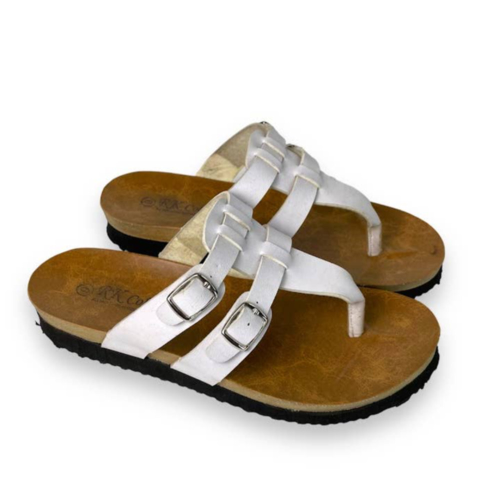 White Chunky Thong Strap Sandal